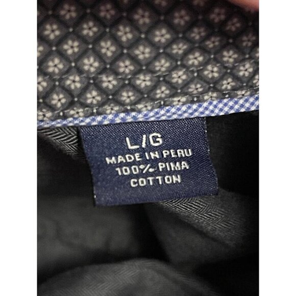 Tommy Bahama Mens Long Sleeve Button-Up Shirt Size L Grey Herringbone Pattern Wi - Picture 7 of 11